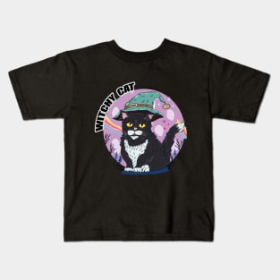witchy cat Kids T-Shirt